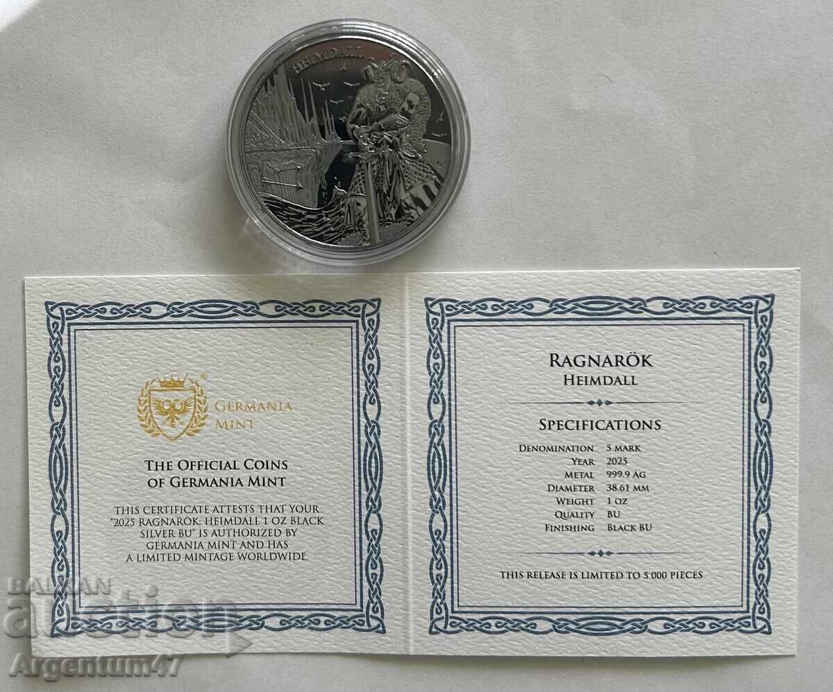 Доставка на СРЕБРО 1 OZ 2025 РАГНАРОК - ХЕЙМДАЛ