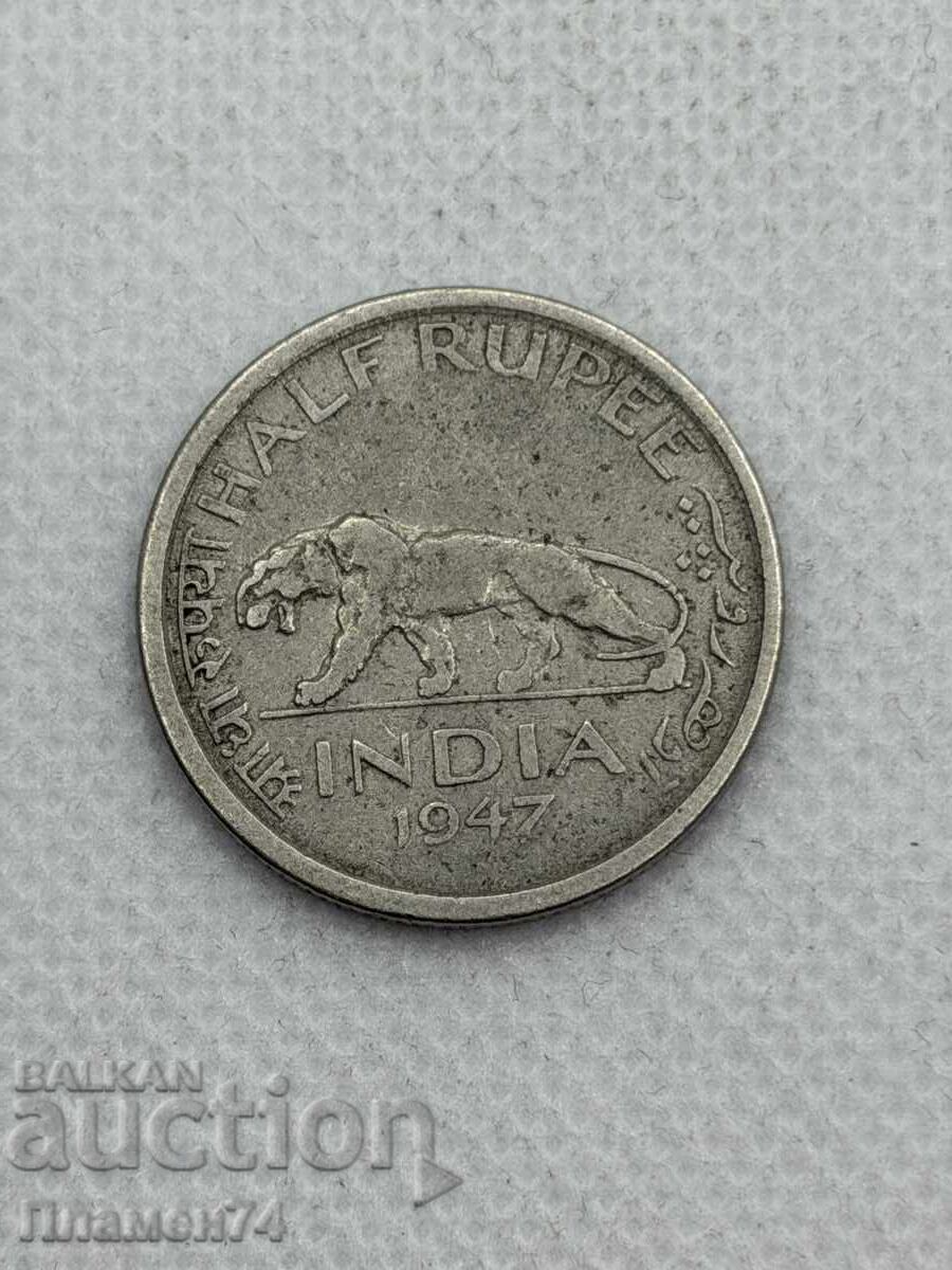 1/2 rupie 1947 India - Britanică