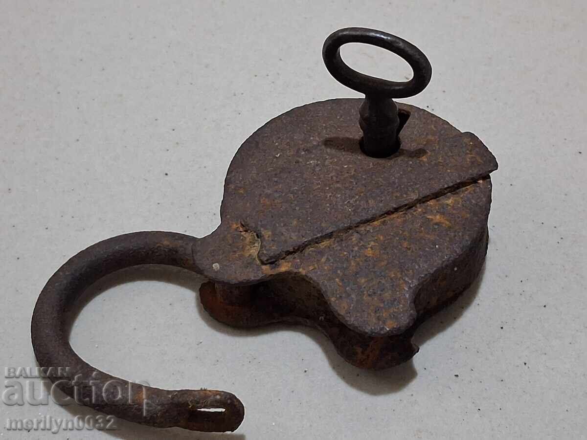 Lacăt german vechi cu cheie, lacăt, zăvor, valiză - 5