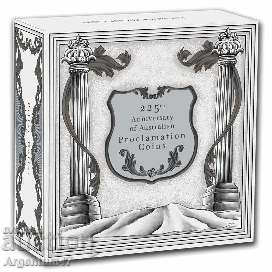 ARGINT 1 OZ 2025 AUSTRALIA - 225 PROCLAMARE PIILAR DOLLARS ARGINT 1 OZ 2025 AUSTRALIA - 225 PROCLAMARE PIILAR DOLLARS