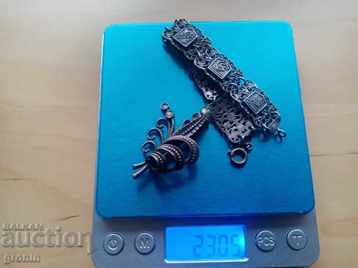 Art nouveau filigree lot, hryvnia, brooch, granulation, dowry chest - 6