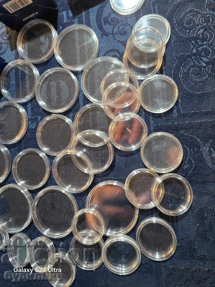 Livrarea 34 bucăți capsule pentru monede, noi-nouțe. Diferite mărimi. BZC