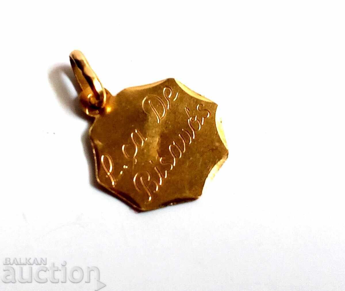 Medalion religios francez, aur de 18 carate Medalion religios francez, aur de 18 carate