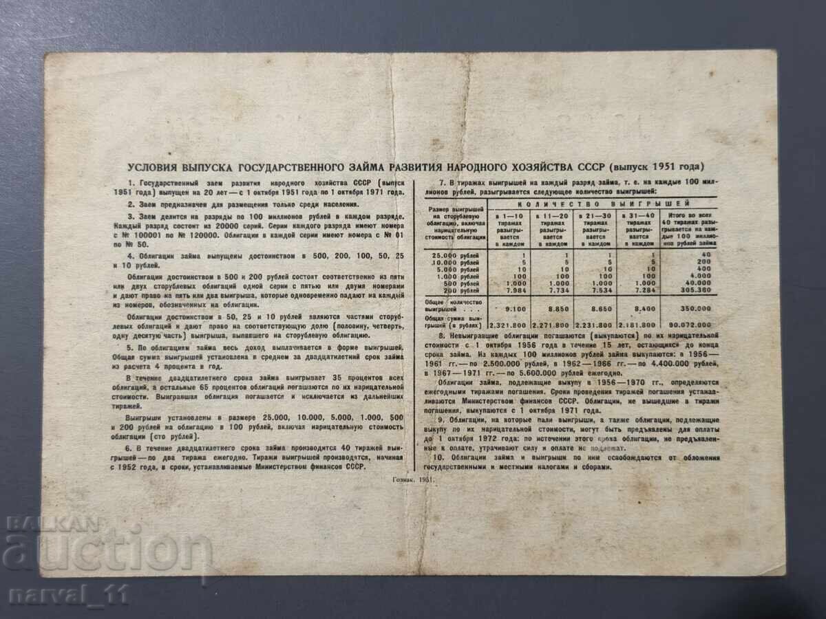 Rusia 25 Ruble 1951 - Bon cu preț € 10.00 | 19.56 BGN