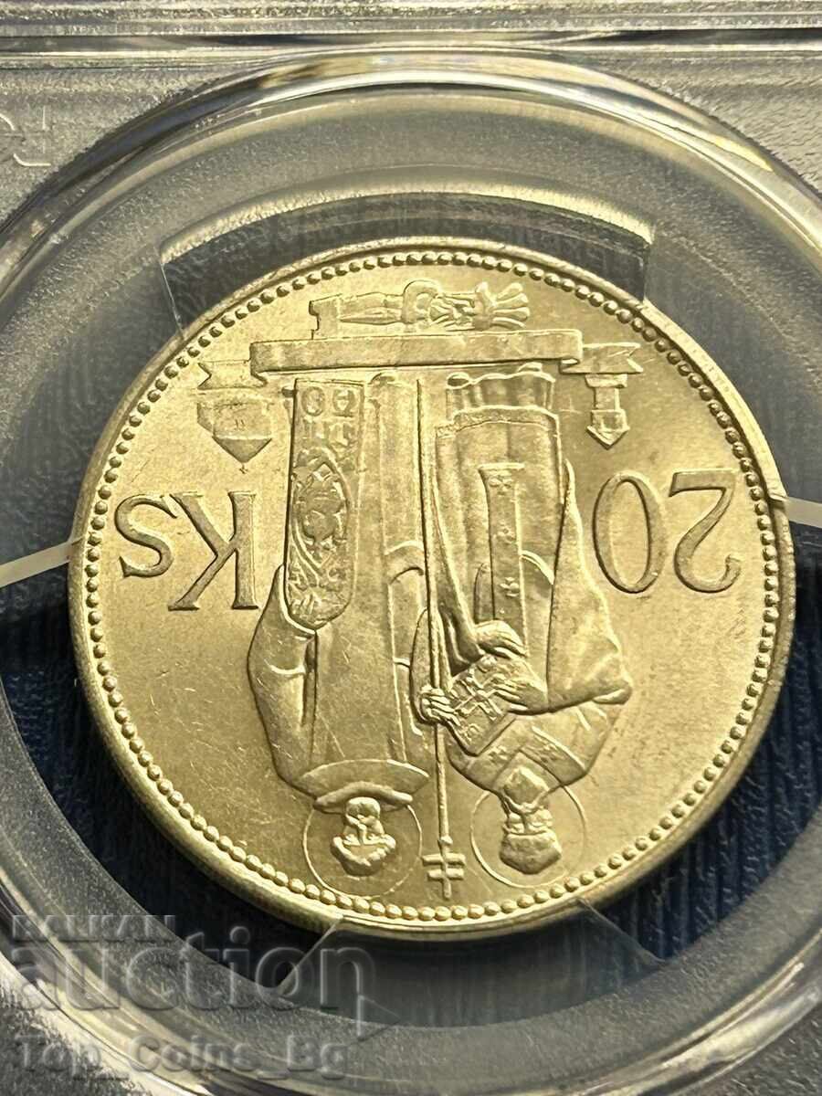 Livrarea 20 coroane 1941 MS63 PCGS 48345649 BG motiv Livrarea 20 coroane 1941 MS63 PCGS 48345649 BG motiv
