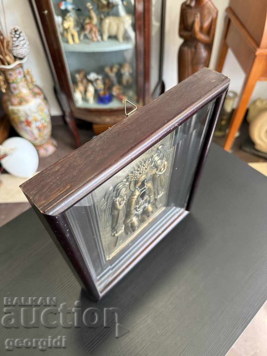 Icoană argintată ortodoxă Maica Domnului pe tron. №7878 - 5