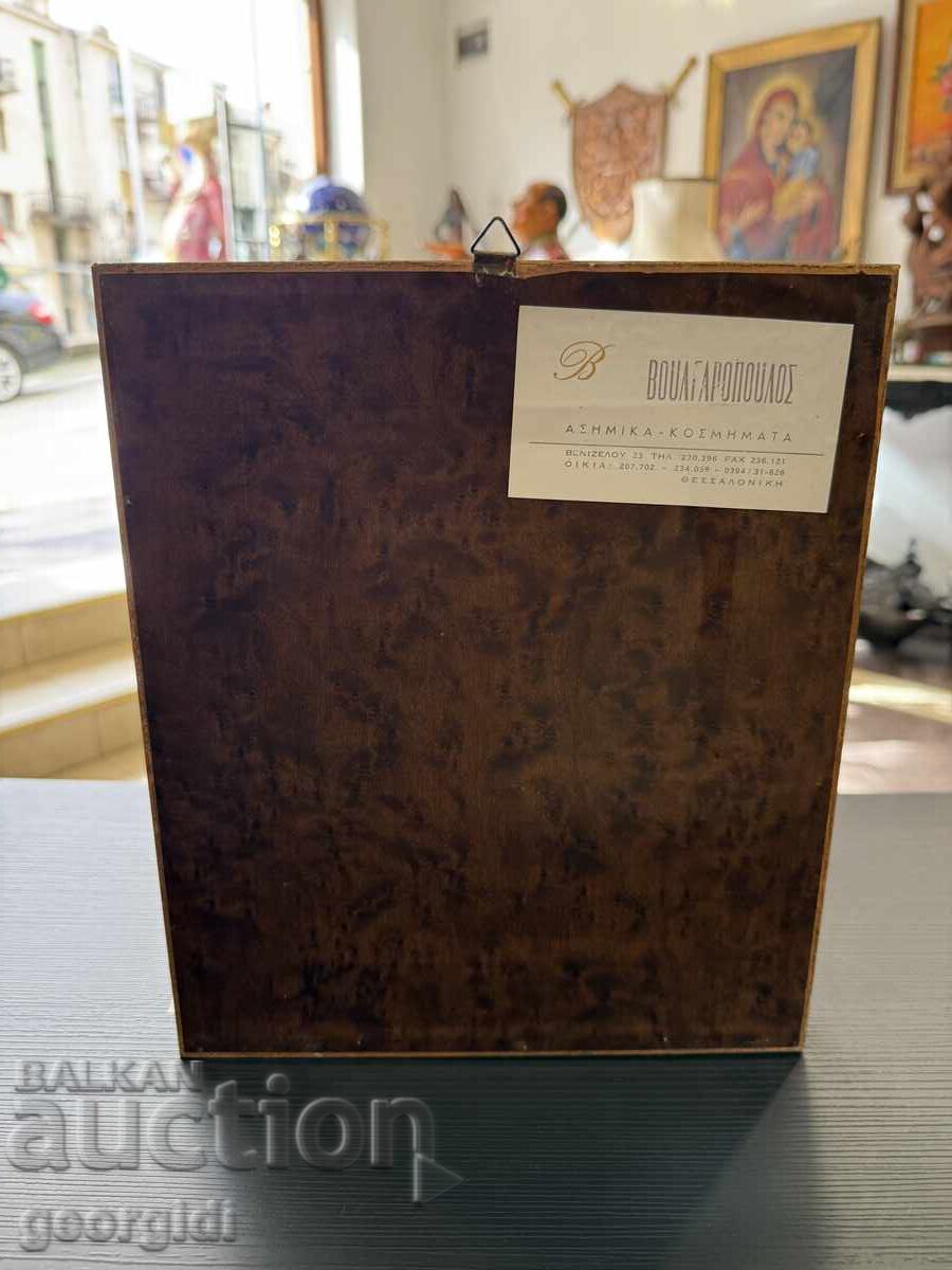 Icoană argintată ortodoxă Maica Domnului pe tron. №7878 - 6