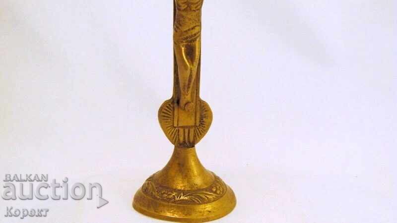 Олтарен настолен бронзов  кръст,разпятие - 5