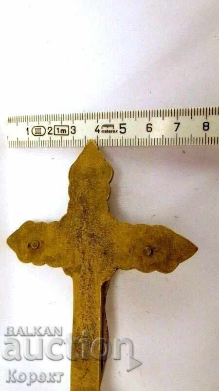 Олтарен настолен бронзов  кръст,разпятие - 6