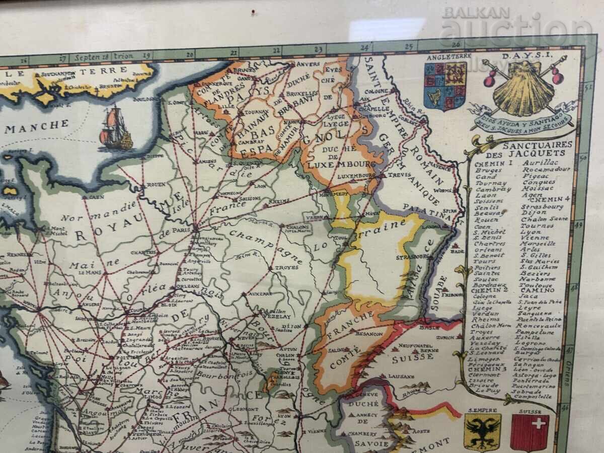 Παλαιός χάρτης Γαλλίας 1648 μ.Χ - 5