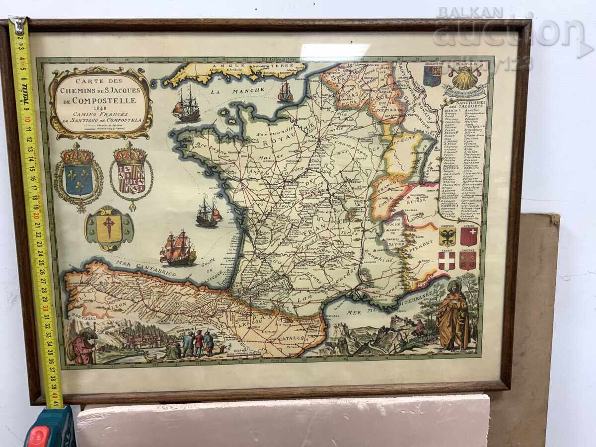 Παλαιός χάρτης Γαλλίας 1648 μ.Χ