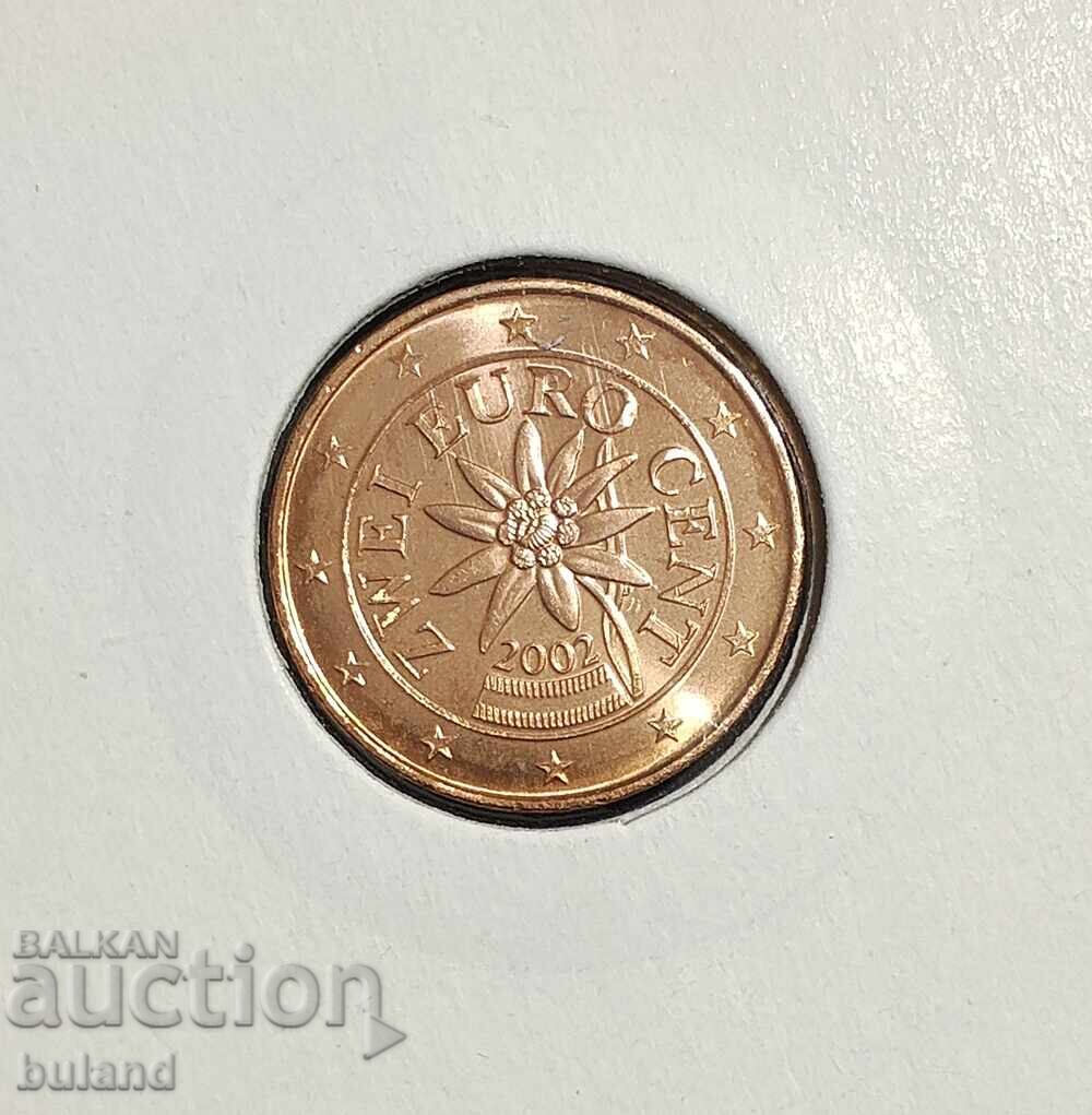 Austria UNC Euro Coin 2 Cent 2002