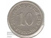 Γερμανία-10 Pfennig-1910 A-KM# 12-Wilhelm II-μικρή ασπίδα