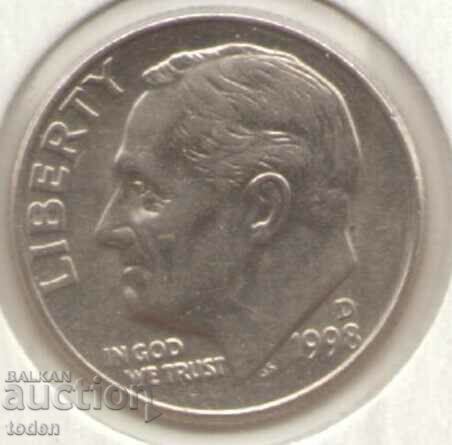 United States-1 Dime-1998 D-KM# 195a-Roosevelt Dime