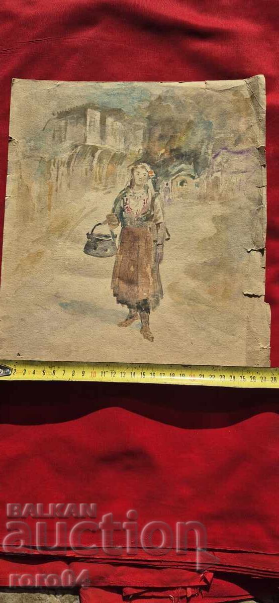 Аукцион ХРИСТО ЛОЗЕВ ( 1883 - 1970 ) БЪЛГАРКА В НОСИЯ С МЕНЧЕ Аукцион ХРИСТО ЛОЗЕВ ( 1883 - 1970 ) БЪЛГАРКА В НОСИЯ С МЕНЧЕ