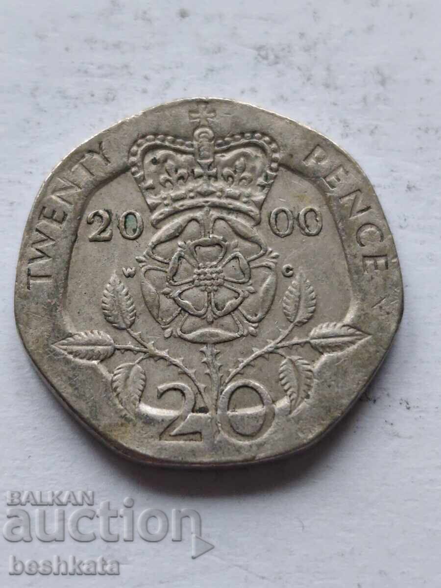 Великобритания - 20 пенса (2000)