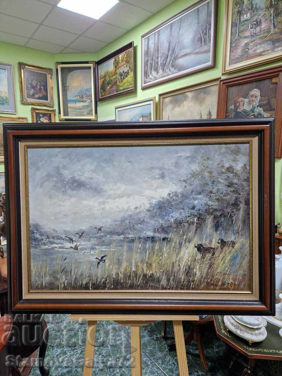 Tablou antic unic, de autor, realizat cu măiestrie, ulei pe pânză cu preț € 221.00 | 432.24 BGN