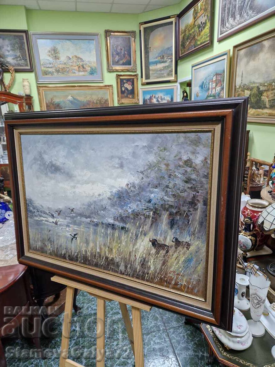Tablou antic unic, de autor, realizat cu măiestrie, ulei pe pânză - 7