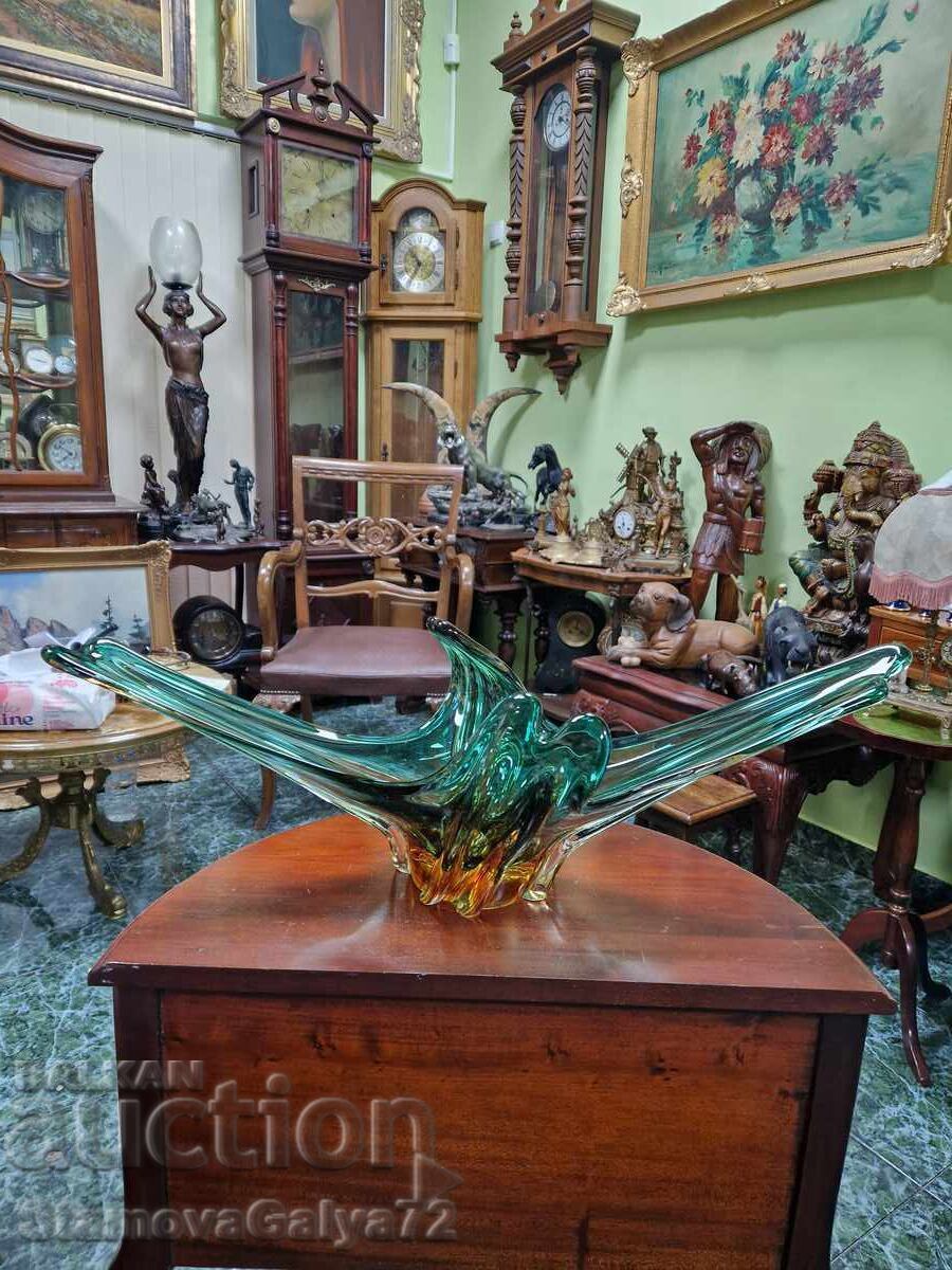 Unique Huge Crystal Italian Murano Fruit Bowl - 7