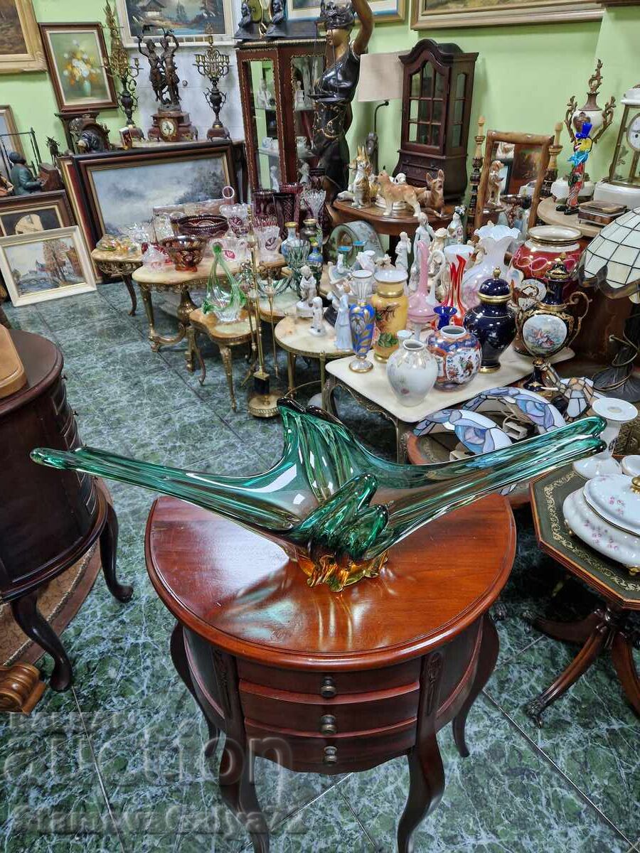 Unique Huge Crystal Italian Murano Fruit Bowl