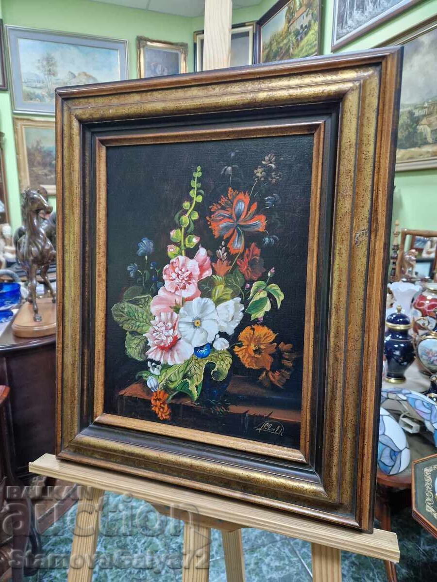 Beautiful antique original oil on canvas still life painting - 5