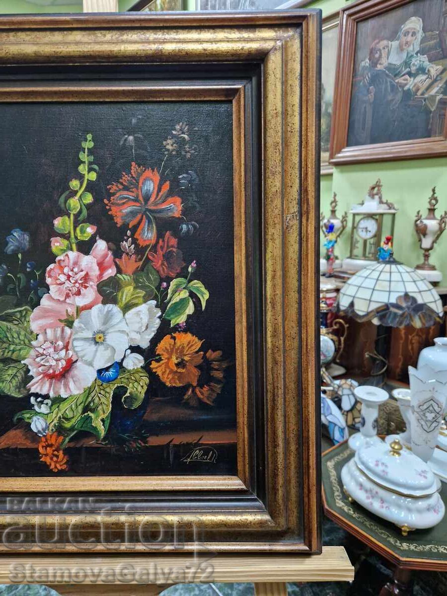 Beautiful antique original oil on canvas still life painting - 6