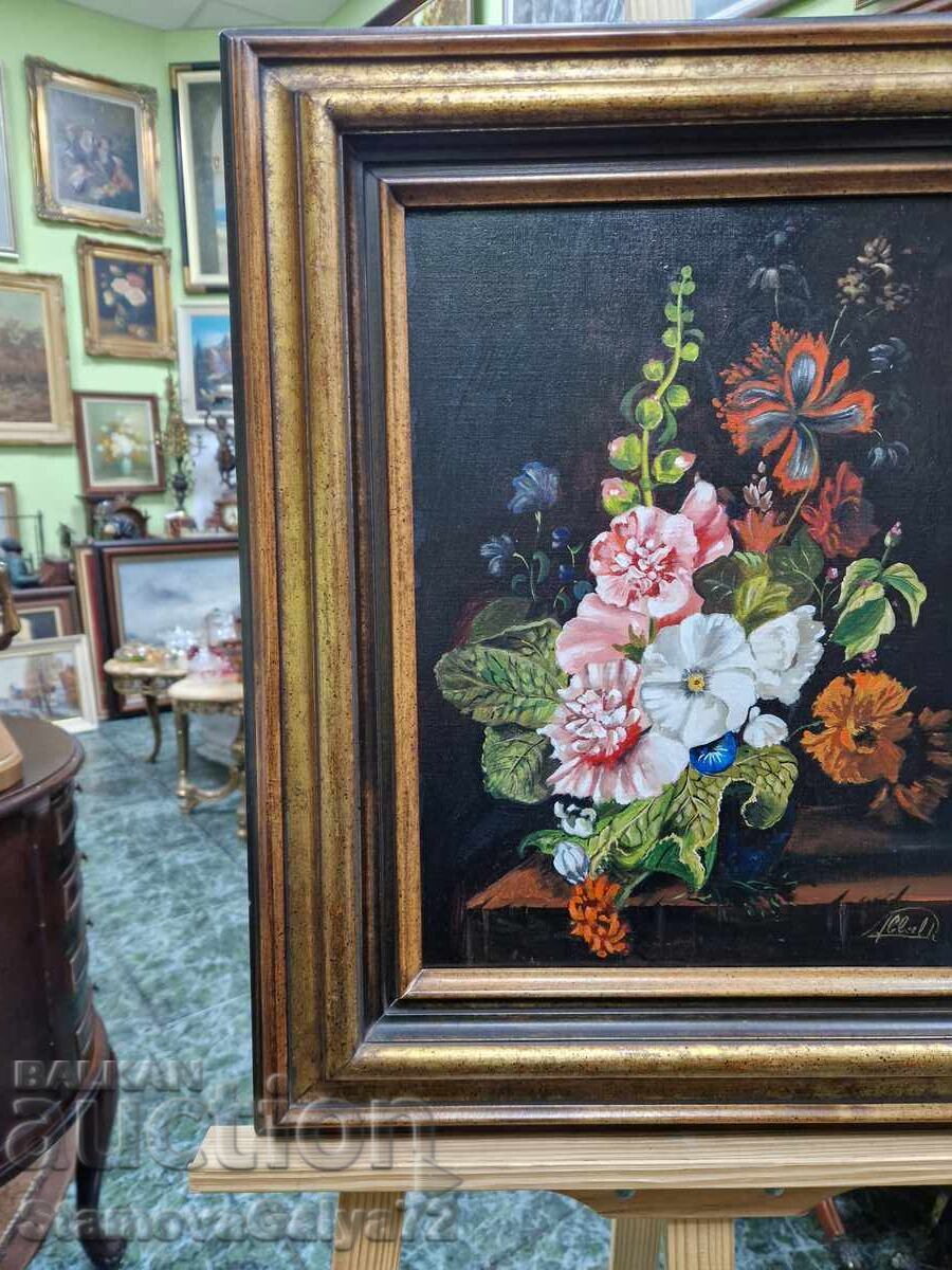 Beautiful antique original oil on canvas still life painting - 7