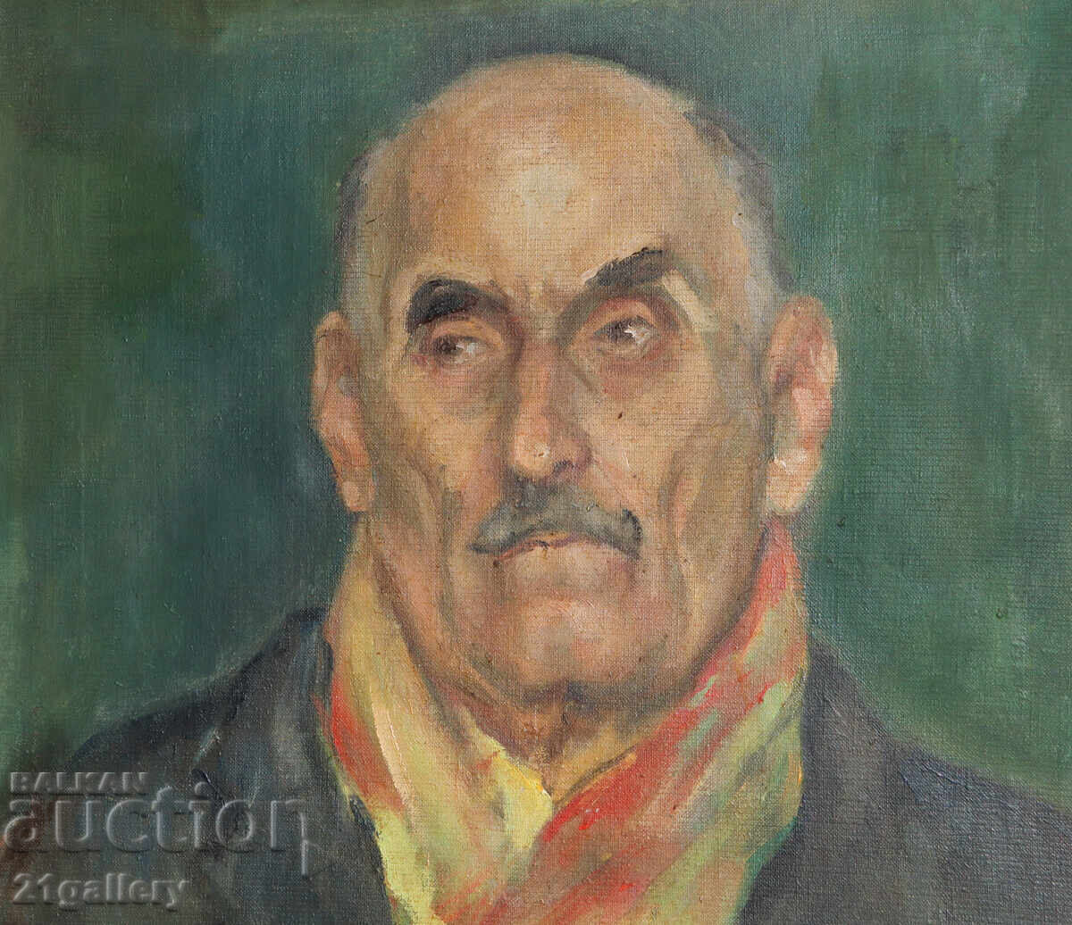 Licitație Pictură veche în ulei, portret masculin Licitație Pictură veche în ulei, portret masculin