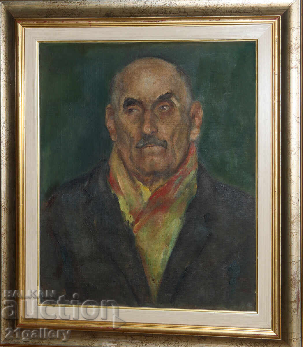 Pictură veche în ulei, portret masculin Pictură veche în ulei, portret masculin