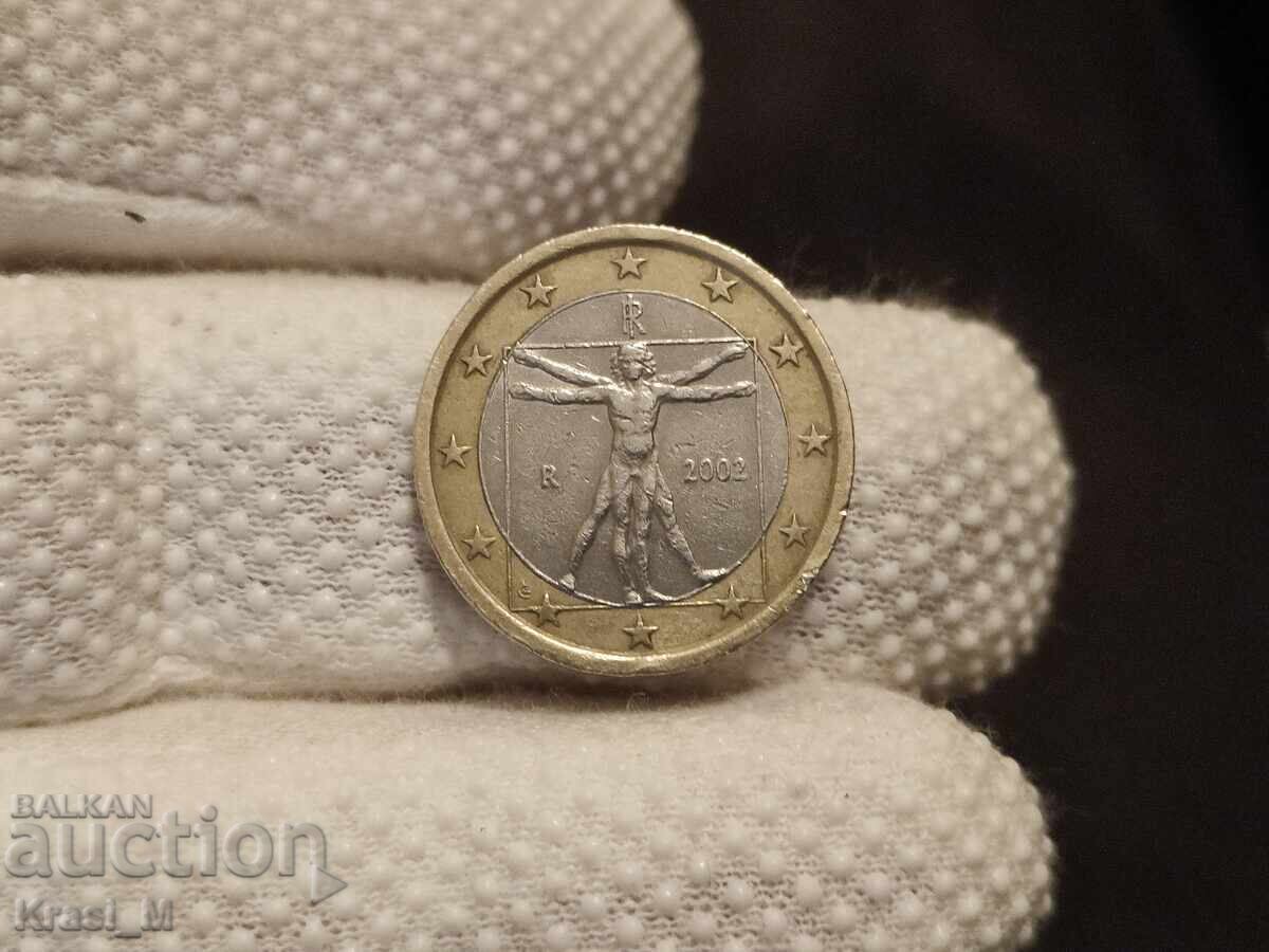 Monedă rară, 1 euro 2002, Leonardo da Vinci, Italia