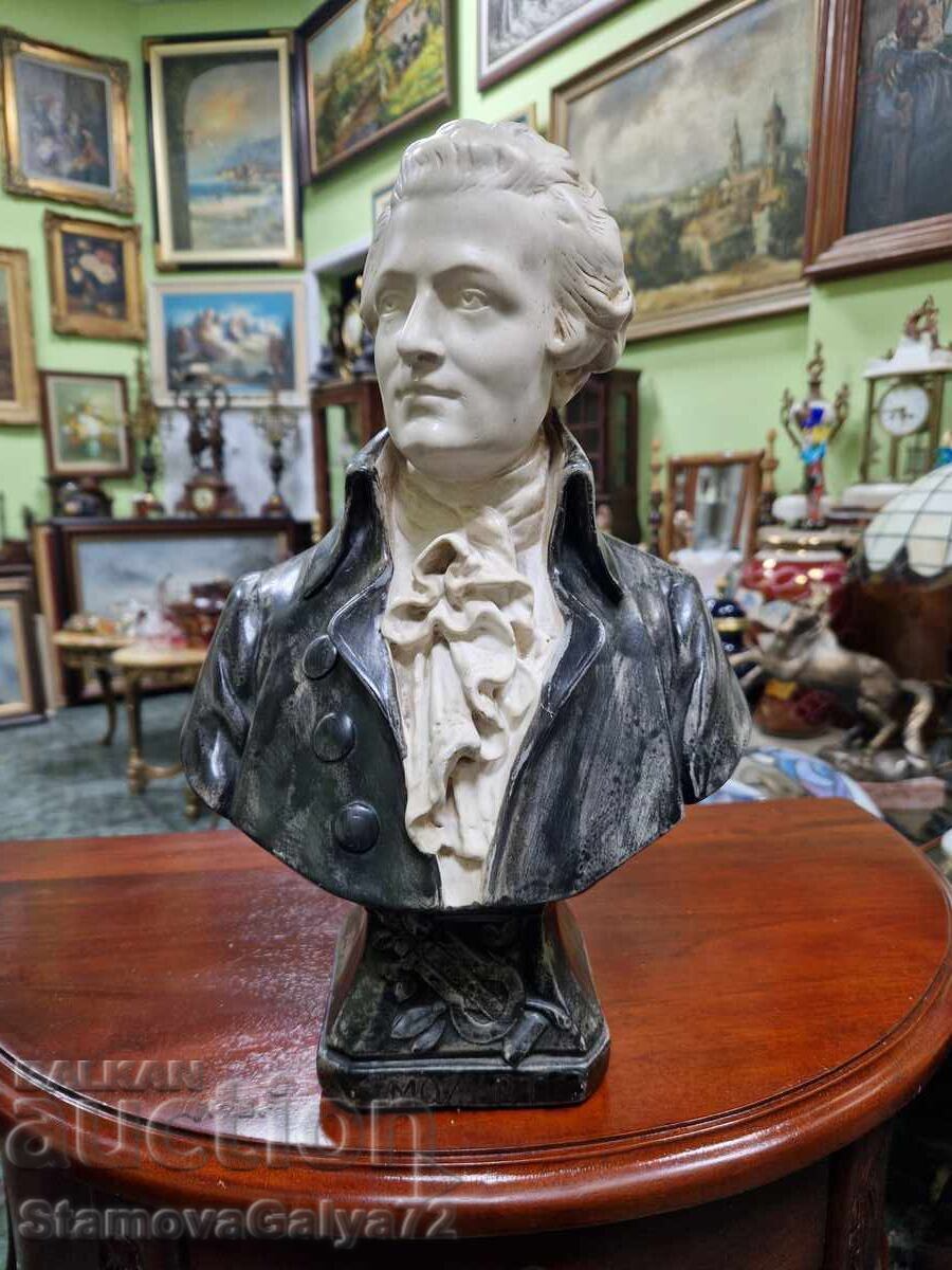 Figurină ceramică antică superbă, statuetă bust Mozart cu preț € 148.00 | 289.46 BGN
