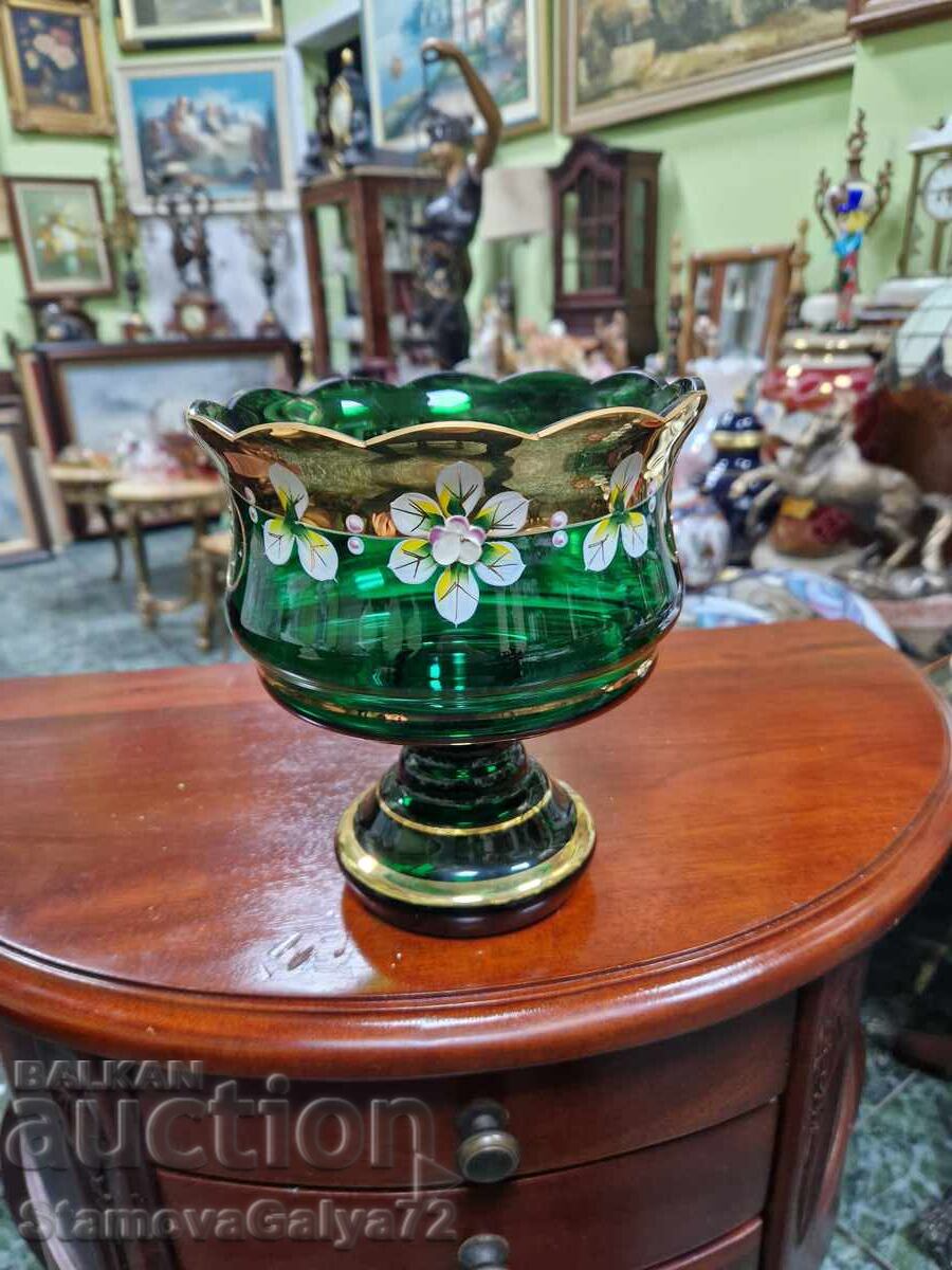 Παράδοση Εξαιρετικό αντίκα κρυστάλλινο μπολ ζαχαροπλαστείο Βοημίας