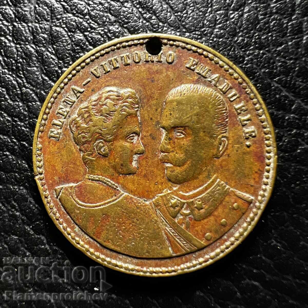 Σπάνιο μετάλλιο παράσημο 1896 για το γάμο της Έλενας και του Βιτόριο Εμ Σπάνιο μετάλλιο παράσημο 1896 για το γάμο της Έλενας και του Βιτόριο Εμ