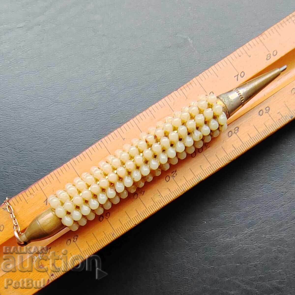 Красив Стар Малък Дамски Автоматичен Молив Ръчно Инкрустиран - 5