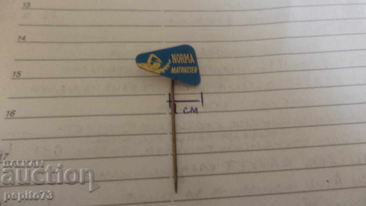 Advertising Badge, Norma, Mattress Brand with price € 1.00 | 1.96 BGN Advertising Badge, Norma, Mattress Brand with price € 1.00 | 1.96 BGN