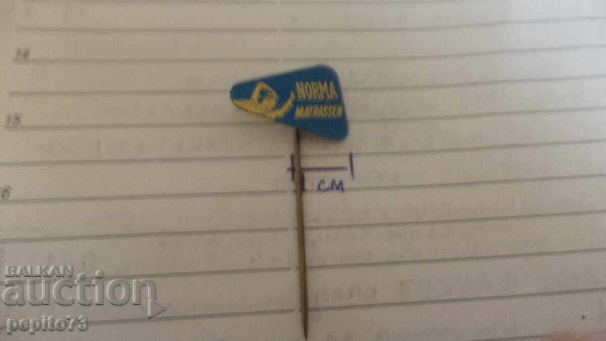 Auction Advertising Badge, Norma, Mattress Brand Auction Advertising Badge, Norma, Mattress Brand
