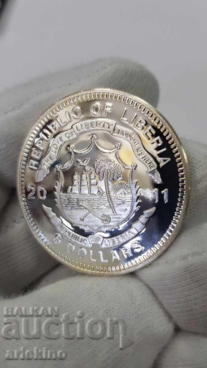 Monedă rară de argint 5 dolari 2011 "Istoria Căilor Ferate" - 5