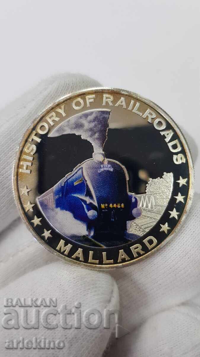 Monedă rară de argint 5 dolari 2011 "Istoria Căilor Ferate"