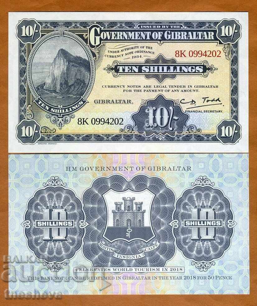 Gibraltar, 10 shillings, 2018, 1934 Gibraltar, 10 shillings, 2018, 1934