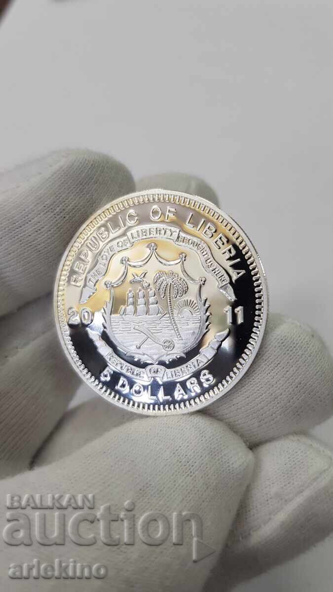 Monedă rară de argint 5 dolari 2011 "Istoria Căilor Ferate" - 5