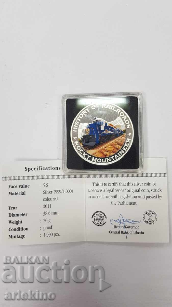 Monedă rară de argint 5 dolari 2011 "Istoria Căilor Ferate" - 7