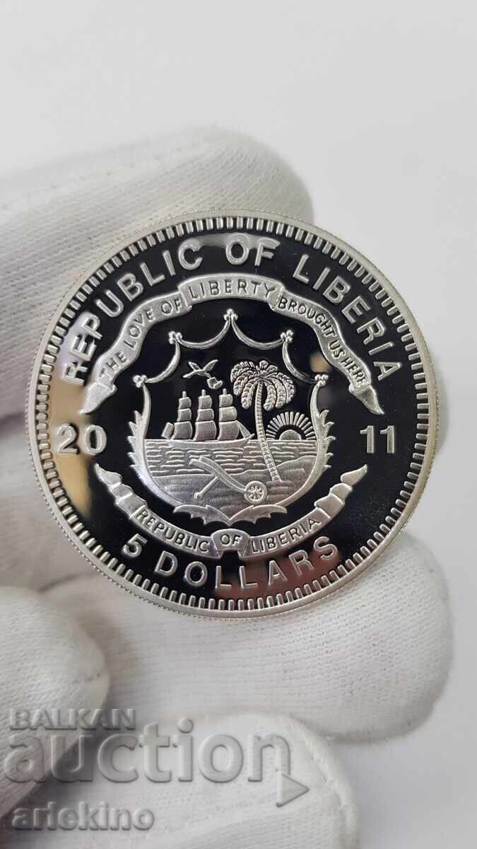 Доставка на Рядка сребърна монета 5 долара 2011 "История на Железниците"