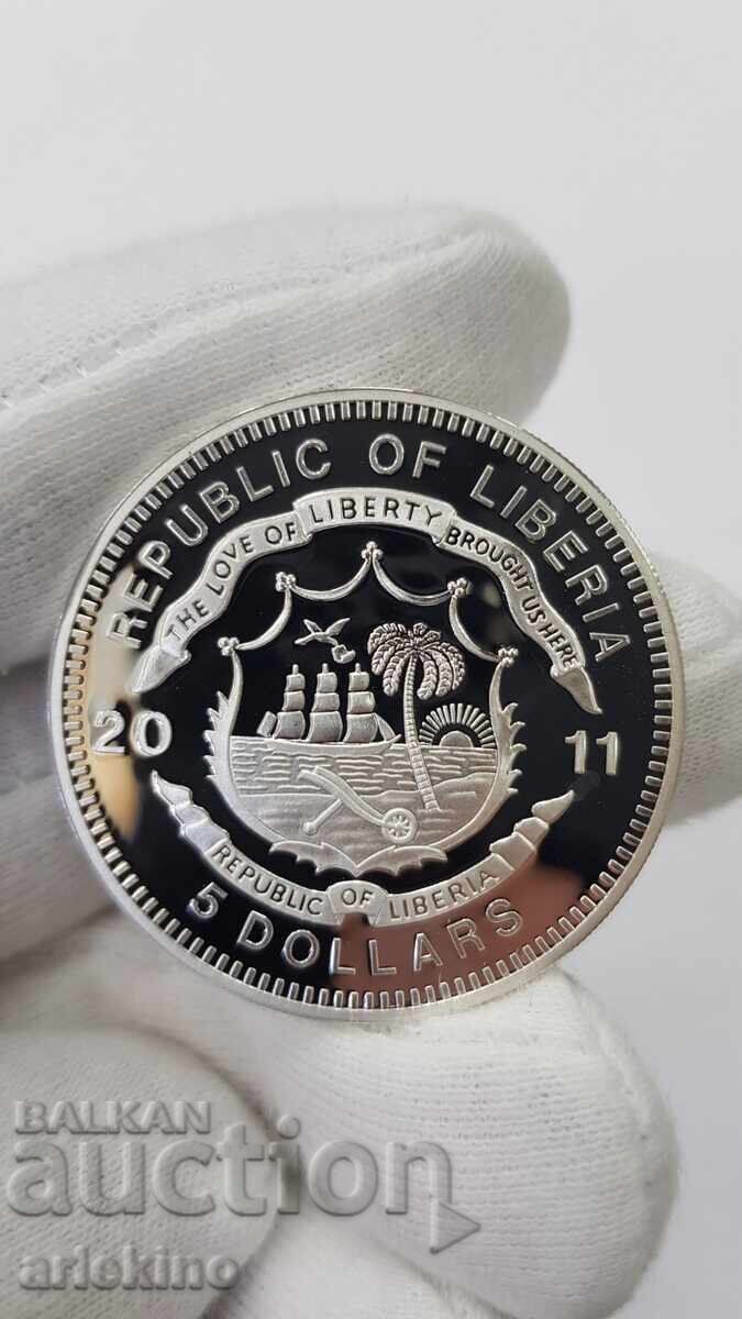 Παράδοση Srebŭrna moneta 5 dolara 2011 "Ιστορία των Σιδηροδρόμων"