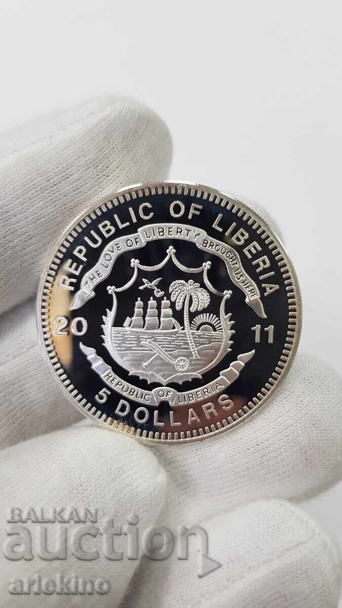 Доставка на Рядка сребърна монета 5 долара 2011 "История на Железниците"