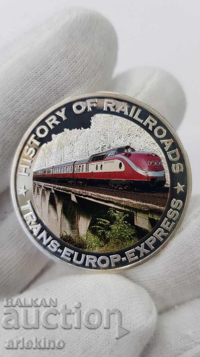 Рядка сребърна монета 5 долара 2011 "История на Железниците"