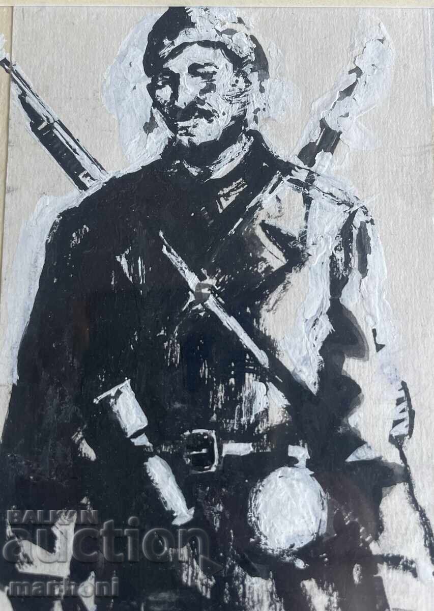 Licitație 5 Boris Angelushev, soldat pe front, tuș, Dimensiunea desenului 2