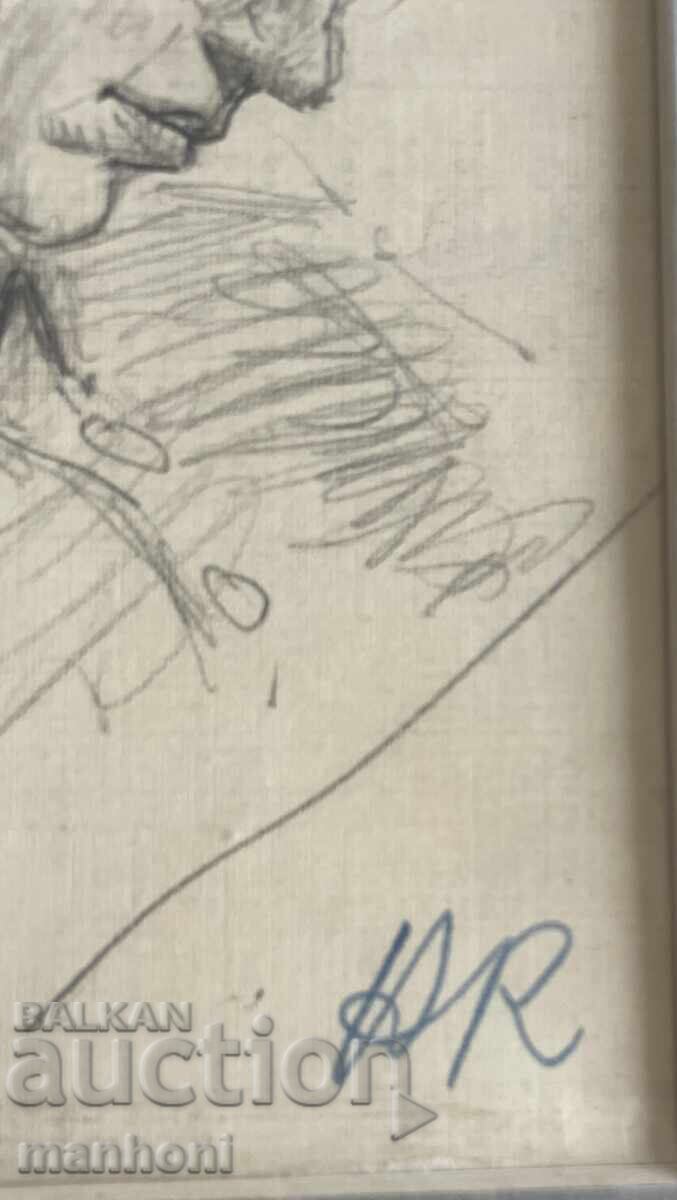 Licitație 6 Desene de Nicola Kozhuharov, ofițer, creion, semnate, Dimensiune