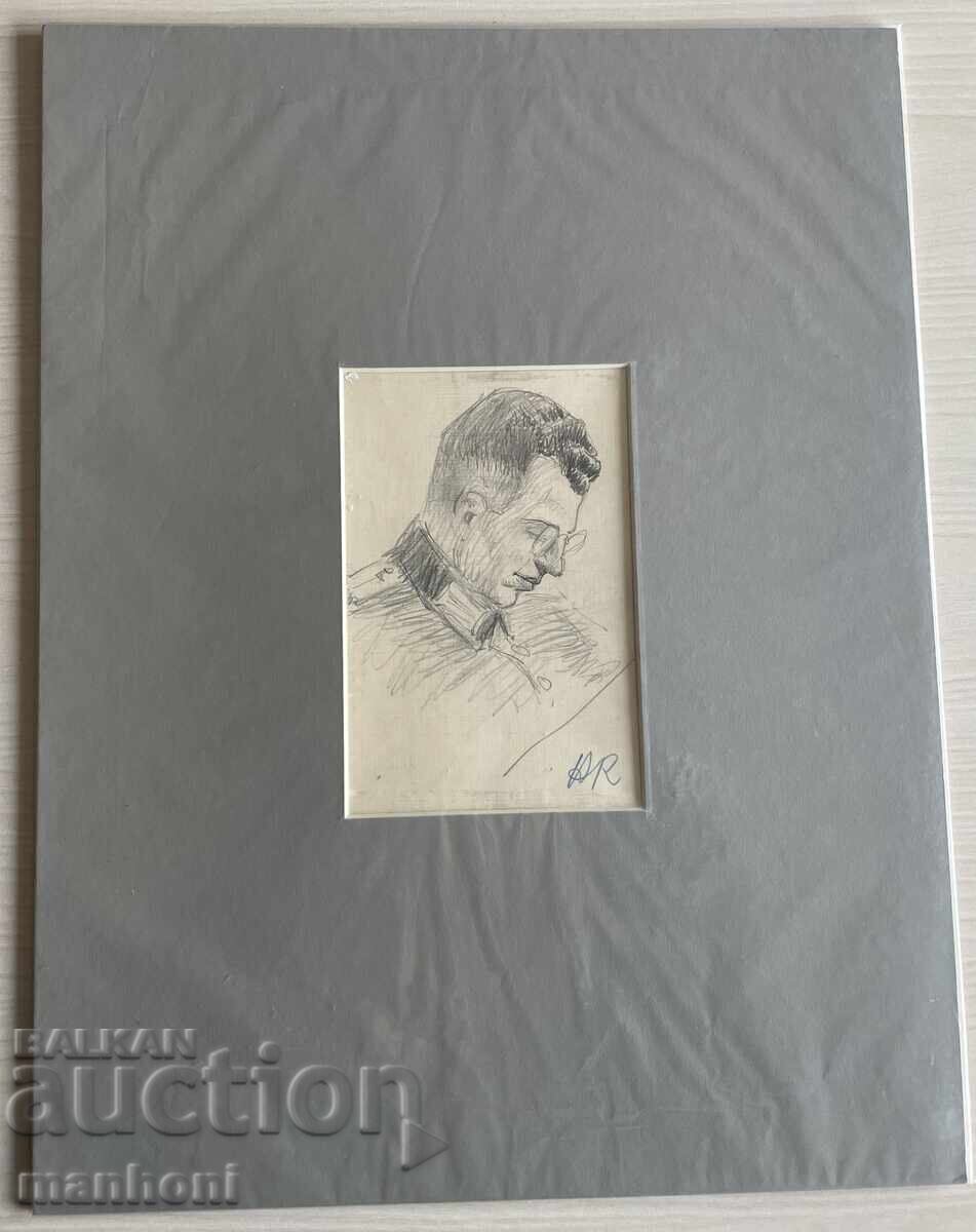 6 Desene de Nicola Kozhuharov, ofițer, creion, semnate, Dimensiune