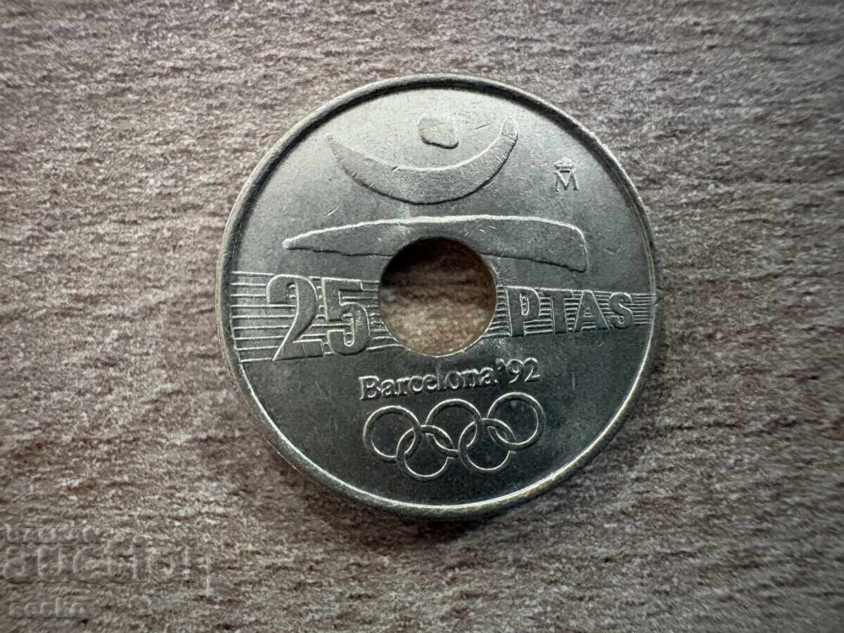 Spania - 25 pesetas (1990) - XXV Olimpiada, Barcelona 1992 Spania - 25 pesetas (1990) - XXV Olimpiada, Barcelona 1992
