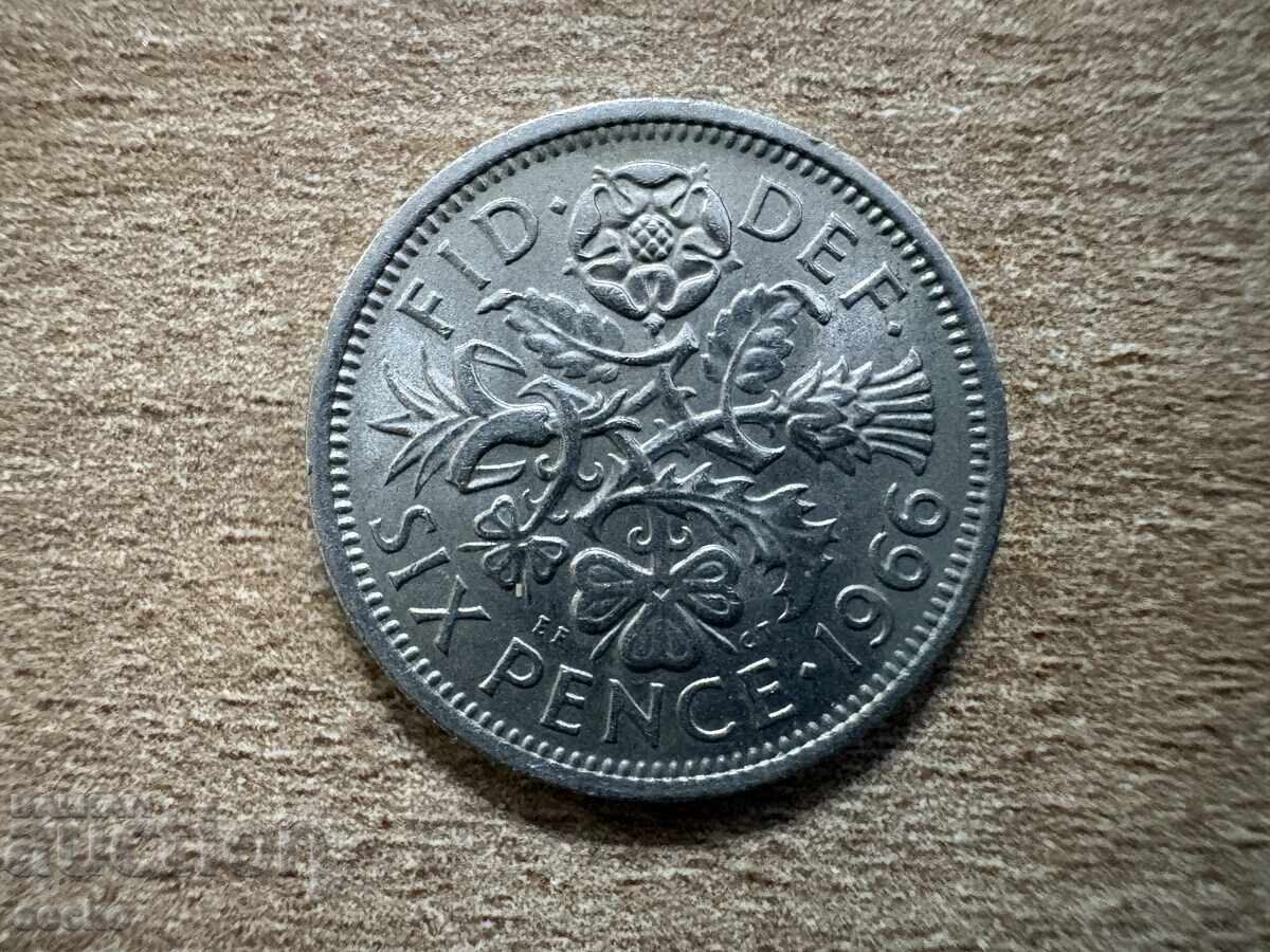 Marea Britanie - 6 pence (1966)